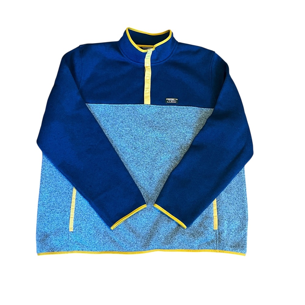 LL Bean Mens XXXL Tall Sweater Fleece Pullover Quarter Snap Blue
